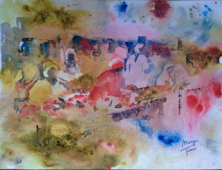 绘画 标题为“Marche africain” 由Maryse Tisnés, 原创艺术品, 水彩