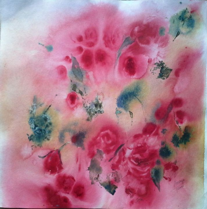 Peinture intitulée "Brassée de roses" par Maryse Tisnés, Œuvre d'art originale, Aquarelle