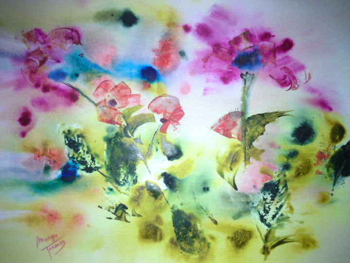 Painting titled "Alizarine" by Maryse Tisnés, Original Artwork, Watercolor