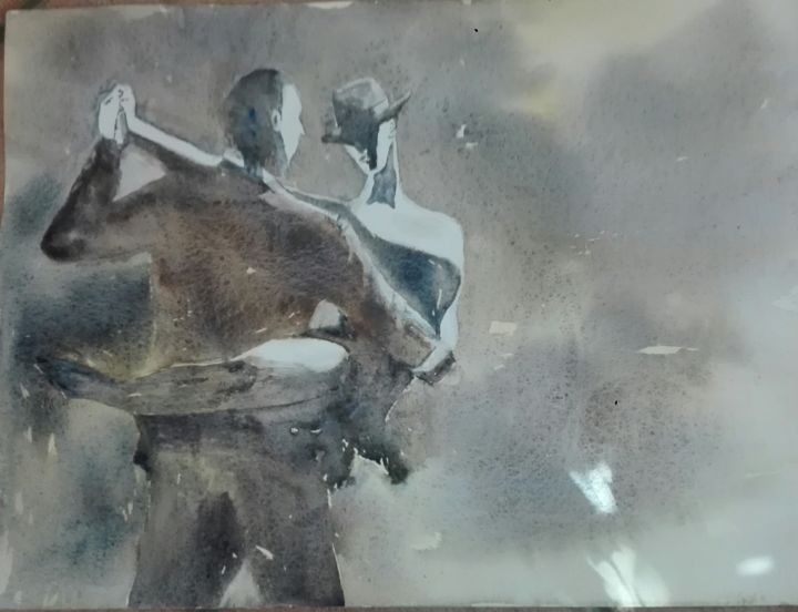 Malerei mit dem Titel "Tango Argentin" von Maryse Tisnés, Original-Kunstwerk, Aquarell