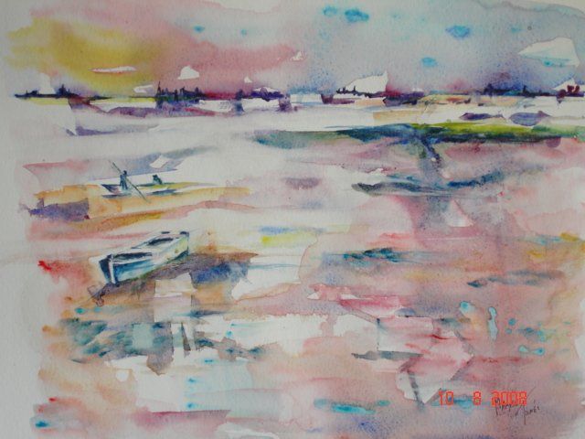 Peinture intitulée "PETIT MATIN" par Maryse Tisnés, Œuvre d'art originale,