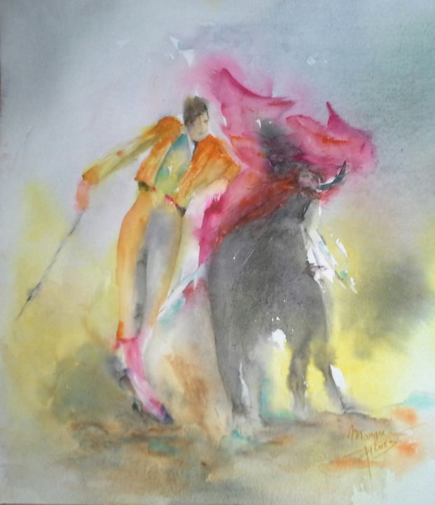 Peinture intitulée "Ole!" par Maryse Tisnés, Œuvre d'art originale, Aquarelle