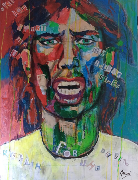Картина под названием "Mick Jagger" - Marzel, Подлинное произведение искусства, Акрил
