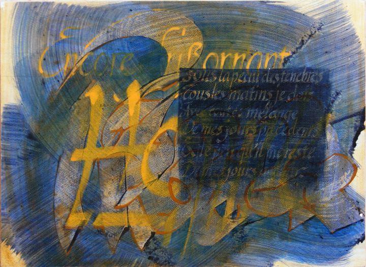 「Encore Frissonnant」というタイトルの絵画 Xavier Marzeによって, オリジナルのアートワーク, オイル ウッドストレッチャーフレームにマウント