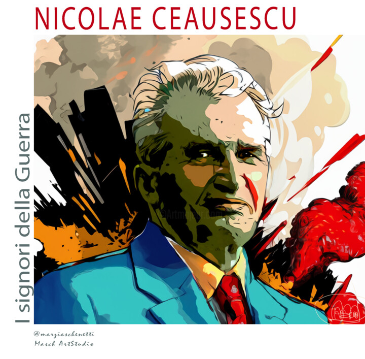 Digital Arts με τίτλο "Nicolae Ceaușescu" από Marzia Schenetti, Αυθεντικά έργα τέχνης, Ψηφιακή ζωγραφική