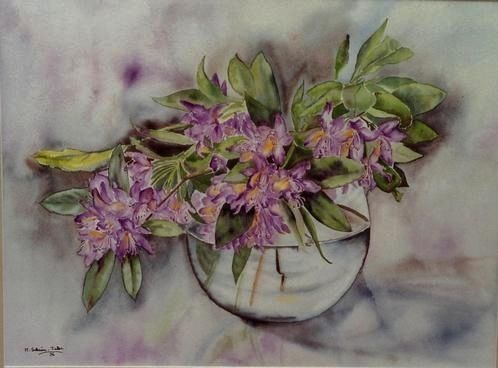 「Rhododendrons dans…」というタイトルの絵画 Maryse Salaun-Talecによって, オリジナルのアートワーク