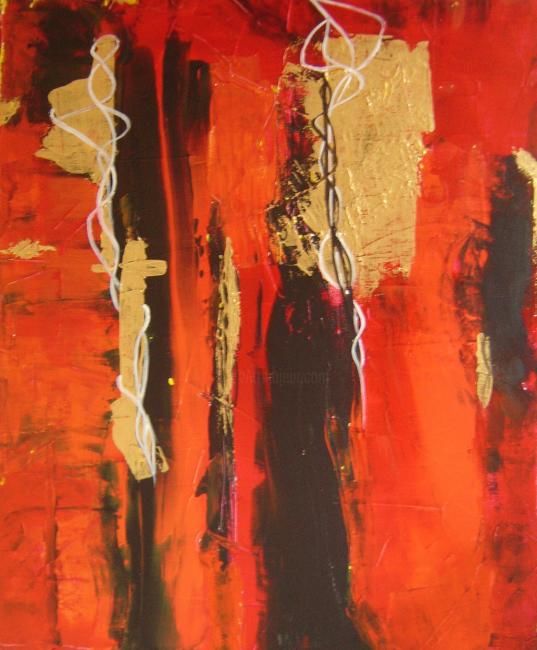 Painting titled "Or et rouge" by Maryse Salaun-Talec, Original Artwork