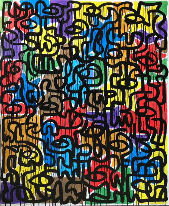 Malerei mit dem Titel "LABYRINTHE" von Mascarade, Original-Kunstwerk, Acryl Auf Keilrahmen aus Holz montiert