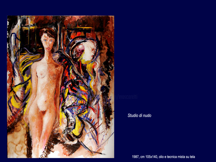 Painting titled "studio di nudo" by Antimo Mascaretti, Original Artwork, Oil