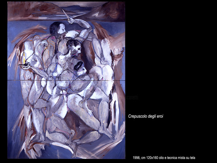Pittura intitolato "crepuscolo degli er…" da Antimo Mascaretti, Opera d'arte originale, Olio