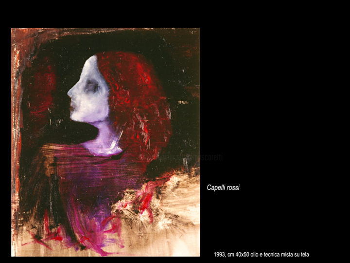 Pittura intitolato "capelli rossi" da Antimo Mascaretti, Opera d'arte originale, Olio