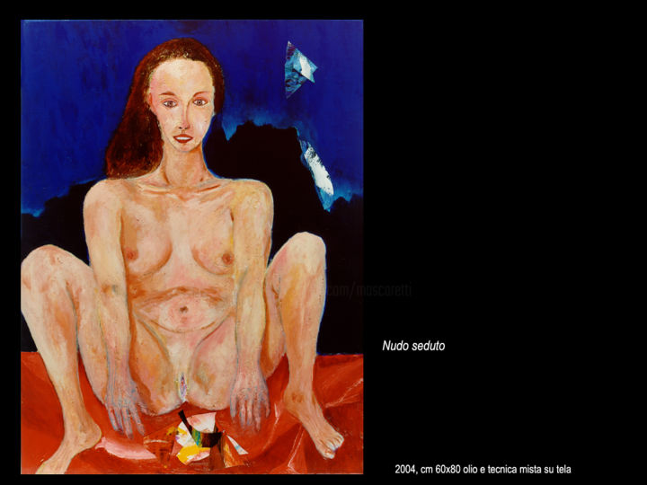 Painting titled "Nudo seduto" by Antimo Mascaretti, Original Artwork, Oil