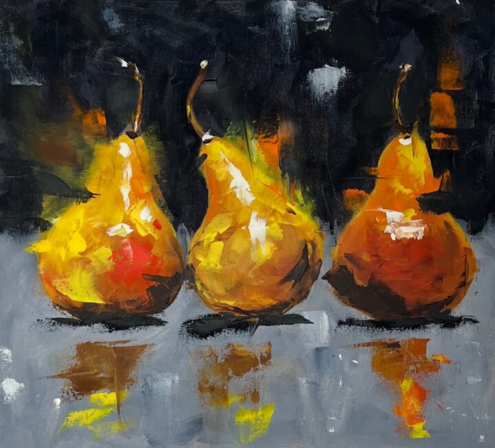 Painting titled "Pears" by Masha Ageeva, Original Artwork, Oil