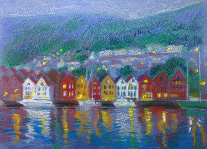 Рисунок под названием "Bergen, Norway" - Masha Neverova, Подлинное произведение искусства, Пастель