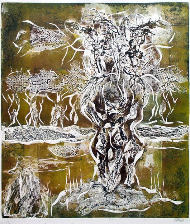 Printmaking titled "Tree" by Masha Orlovich, Original Artwork, Etching