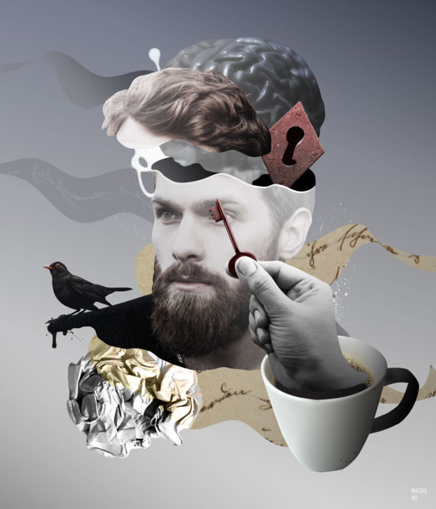 Printmaking titled "Coffee No.2" by Mariia Khramova, Original Artwork, 2D Digital Work