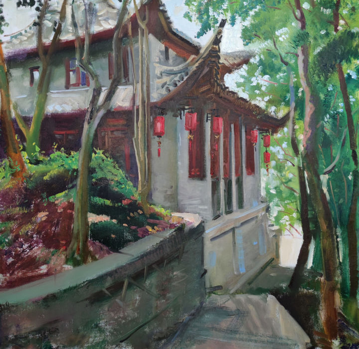 Painting titled "Museum's garden." by Egorova Maria, Original Art, Oil