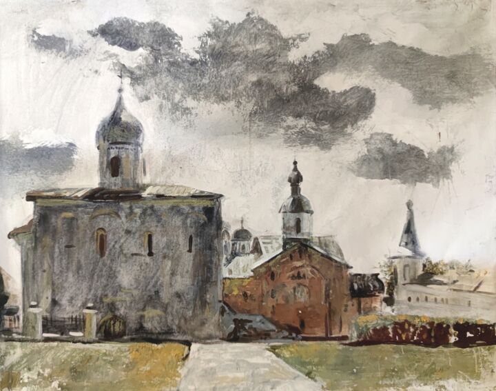 Картина под названием "A cloudy day in Nov…" - Egorova Maria, Подлинное произведение искусства, Пигменты