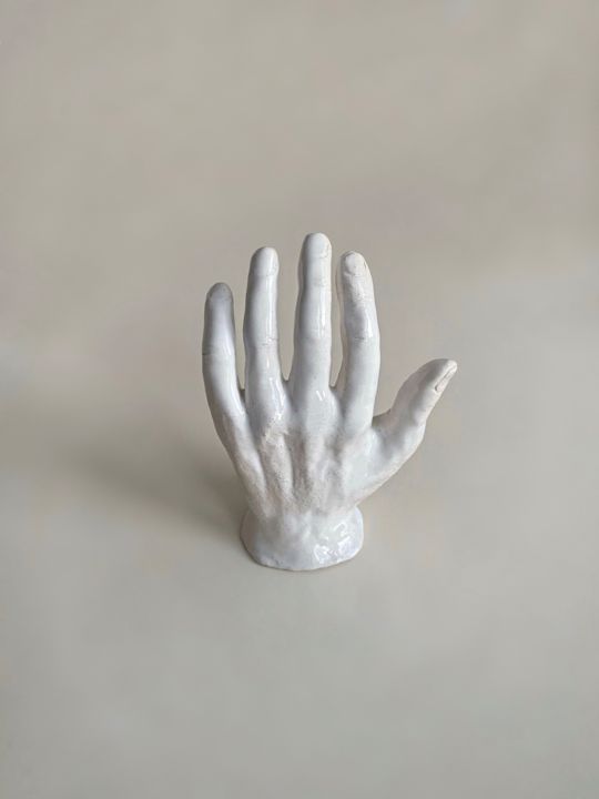 Sculpture titled "Ceramic hand sculpt…" by Mariia Riznyk, Original Art, Ceramics