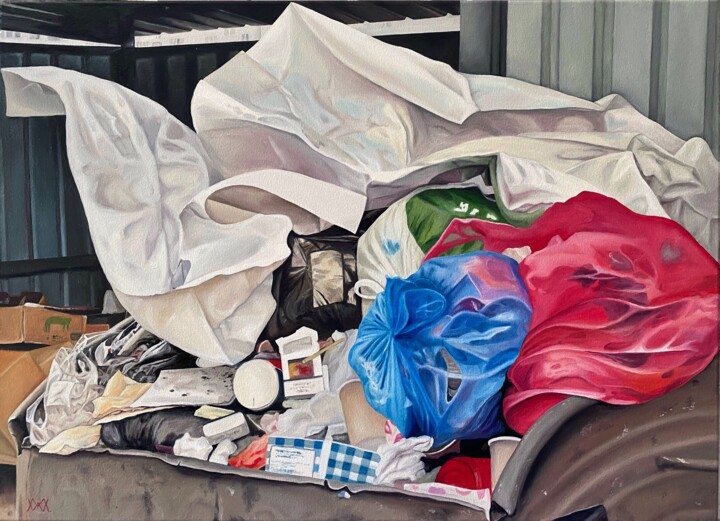 Painting titled "Trash" by Mariia Riznyk, Original Artwork, Oil