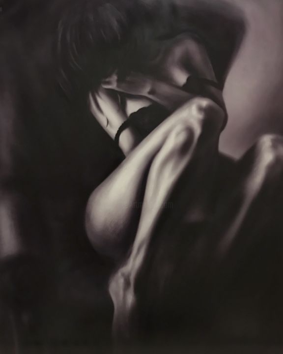 Painting titled "Thinking of you" by Maria Oleynik, Original Artwork, Airbrush