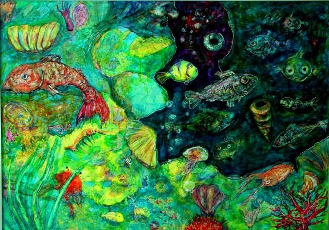 Painting titled "Neptuno's Garden" by M A S K O, Original Artwork