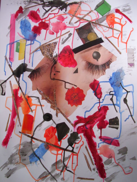 Collages titled "Les pensees sont li…" by Brigitte Anna Henny, Original Artwork, Collages
