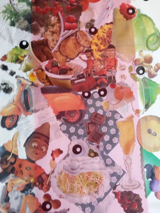 Collages titled "CRaZy KiTCHen 2" by Brigitte Anna Henny, Original Artwork