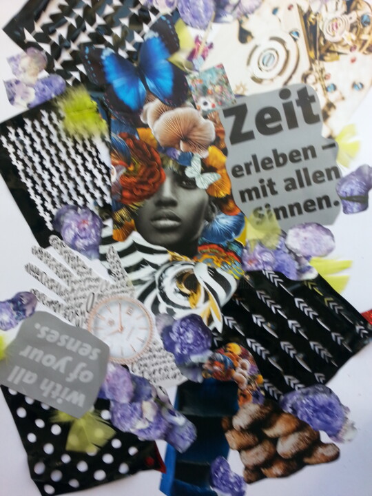 Collages titled "Zeit erleben" by Brigitte Anna Henny, Original Artwork, Collages