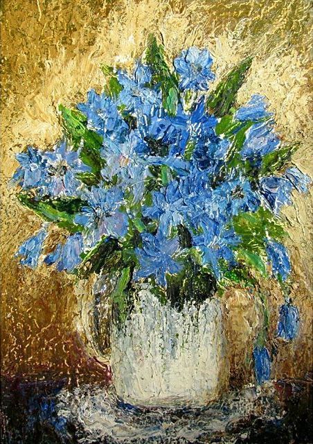 Painting titled "Spring flowers. Вес…" by Angelina Maslikova, Original Artwork, Oil