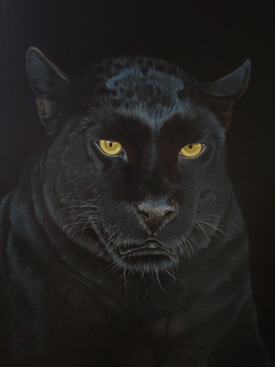 Peinture intitulée "Panther. Пантера" par Maslova Art Gallery, Œuvre d'art originale, Acrylique Monté sur Châssis en bois