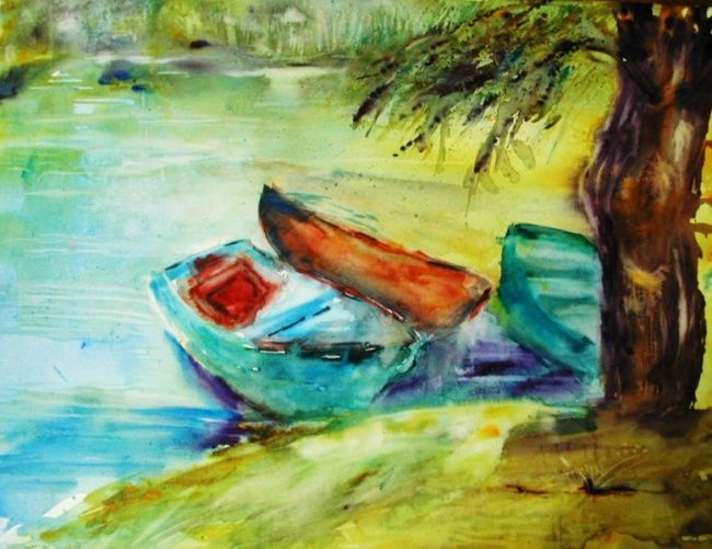 绘画 标题为“Barques de pêche” 由Masmoulin, 原创艺术品, 油