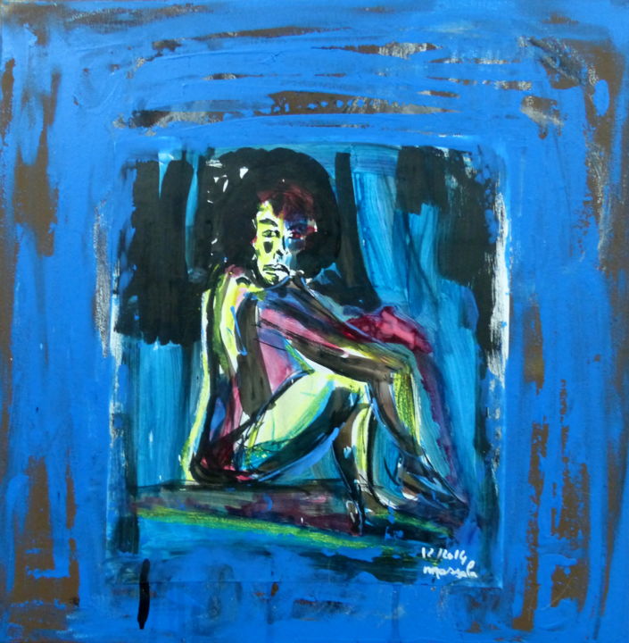 Painting titled "femme-assise-petit-…" by Massala, Original Artwork