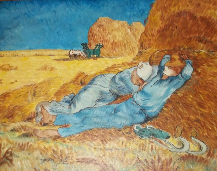 Peinture intitulée "la sieste" par Massimo Armillei, Œuvre d'art originale, Huile Monté sur Carton