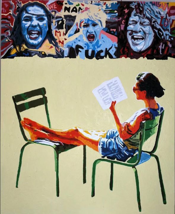Peinture intitulée "THE READING GIRL" par Massimo Jose Monaco, Œuvre d'art originale, Huile