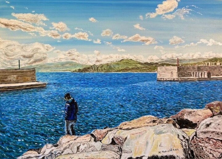 Painting titled "Bocca del porto di…" by Massimo Mancuso, Original Artwork, Oil