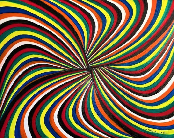 Pittura intitolato "Il buco nero Vortex…" da Massimo Mancuso, Opera d'arte originale, Olio