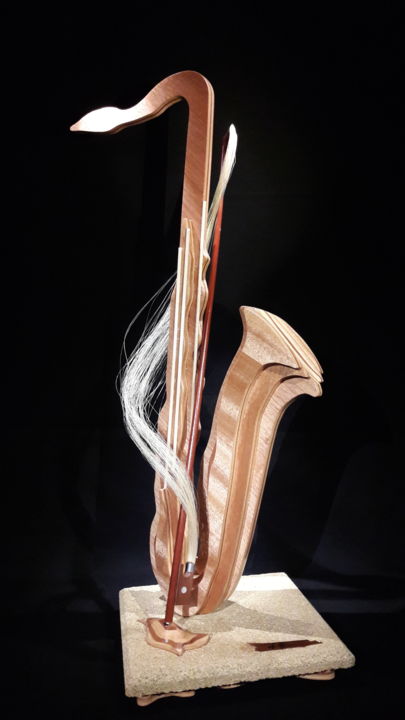 Sculpture titled "Woodsax" by Massimo Iacovelli, Original Art, Wood
