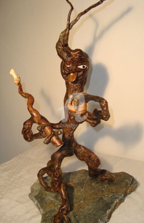 Sculptuur getiteld ""Forest spirit of c…" door Angel Dobrev, Origineel Kunstwerk, Hout