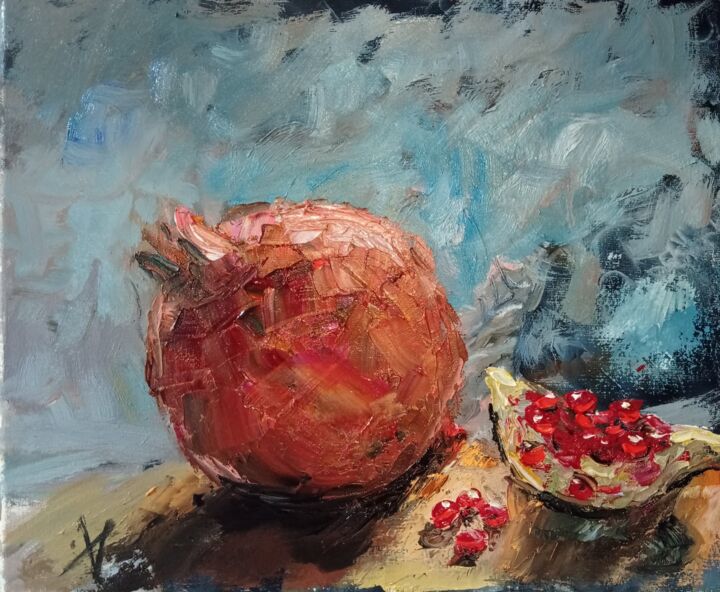 Картина под названием "Гранат" - Yuliya Hmeleva, Подлинное произведение искусства, Масло