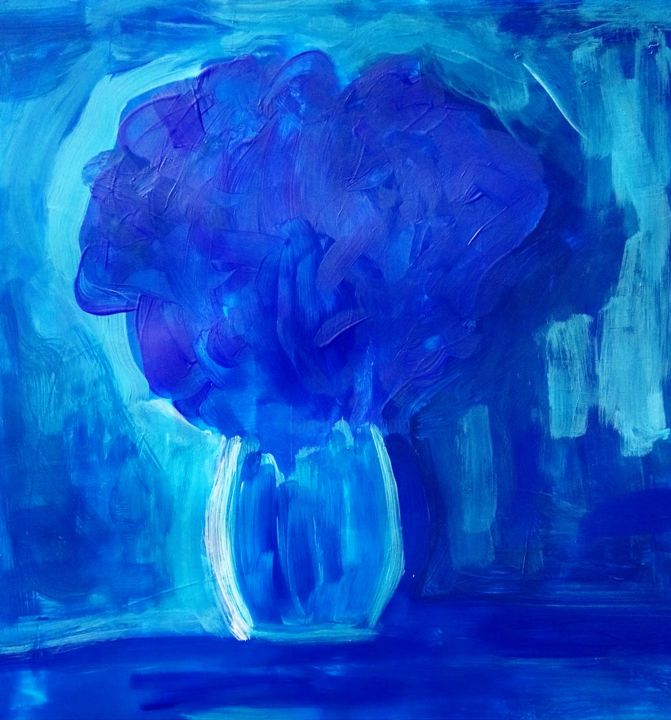 Картина под названием "in blue (букет №5)" - Roman Mastryansky, Подлинное произведение искусства, Акрил