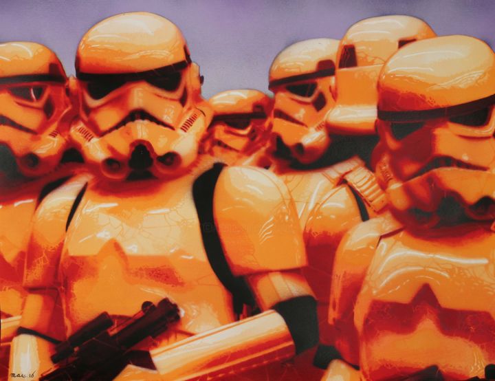 Disegno intitolato "Stormtroopers" da Mat Elbé, Opera d'arte originale, Spray