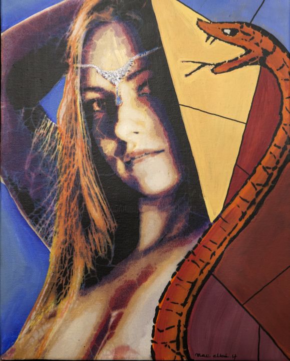 Painting titled "Lady snake" by Mat Elbé, Original Artwork, Stencil
