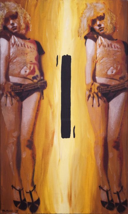 Painting titled "Fire Debbie" by Mat Elbé, Original Artwork, Acrylic