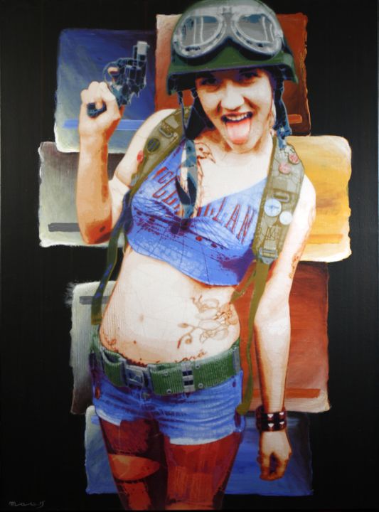 「Tank Girl (classica…」というタイトルの絵画 Mat Elbéによって, オリジナルのアートワーク, スプレー式塗料