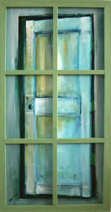 Painting titled "window with door" by Mat Van Dillen, Original Artwork