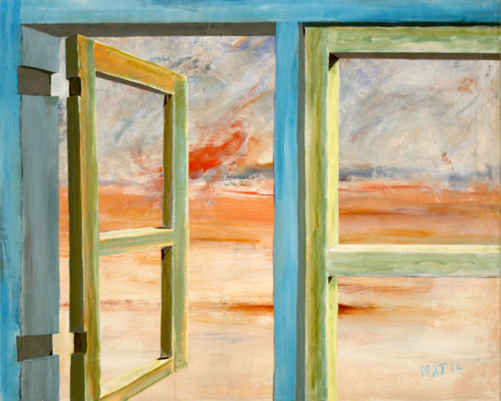 Painting titled "window" by Mat Van Dillen, Original Artwork, Oil