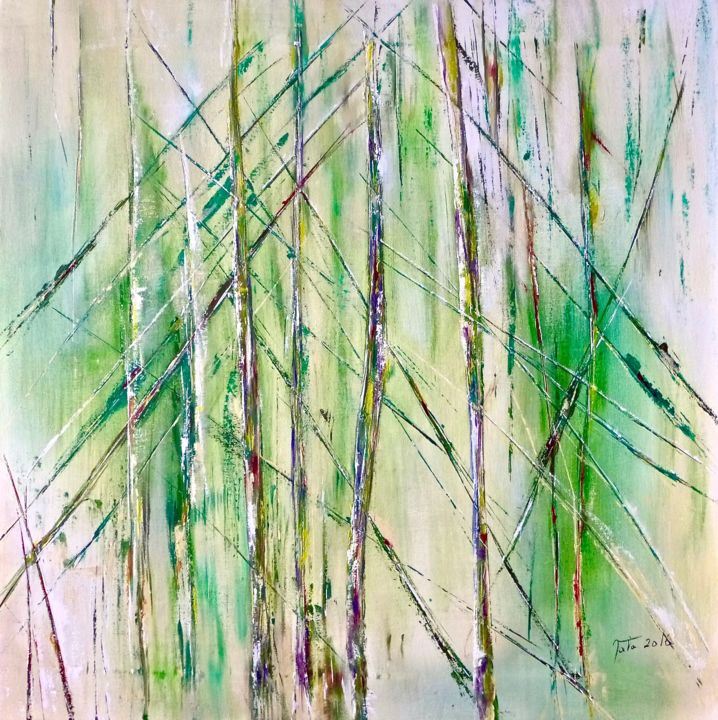 Peinture intitulée "bamboo.jpg" par Mata, Œuvre d'art originale, Huile