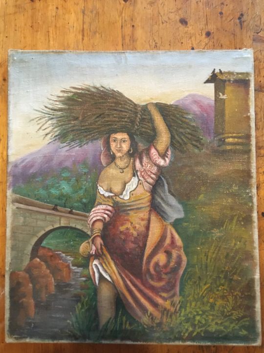 Painting titled "Девушка гречанка,Кр…" by Mr Totchelovek, Original Artwork, Oil