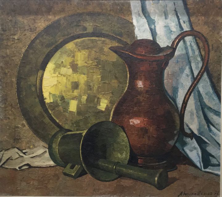 Painting titled "Медь" by Mr Totchelovek, Original Artwork, Oil